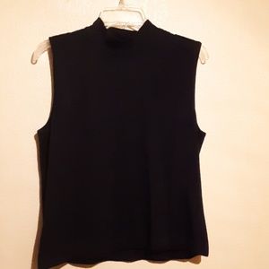 Black knit tank turtleneck top